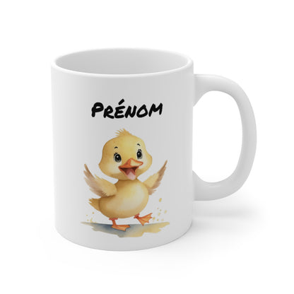 Mug Canard Mignon Personnalisable – Prénom – Illustration Enfantine – Animal Rigolo