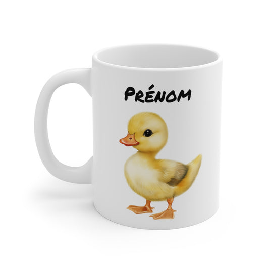 Mug Caneton Réaliste – “Prénom Personnalisé” – Illustration Ultra Douce de Petit Canard