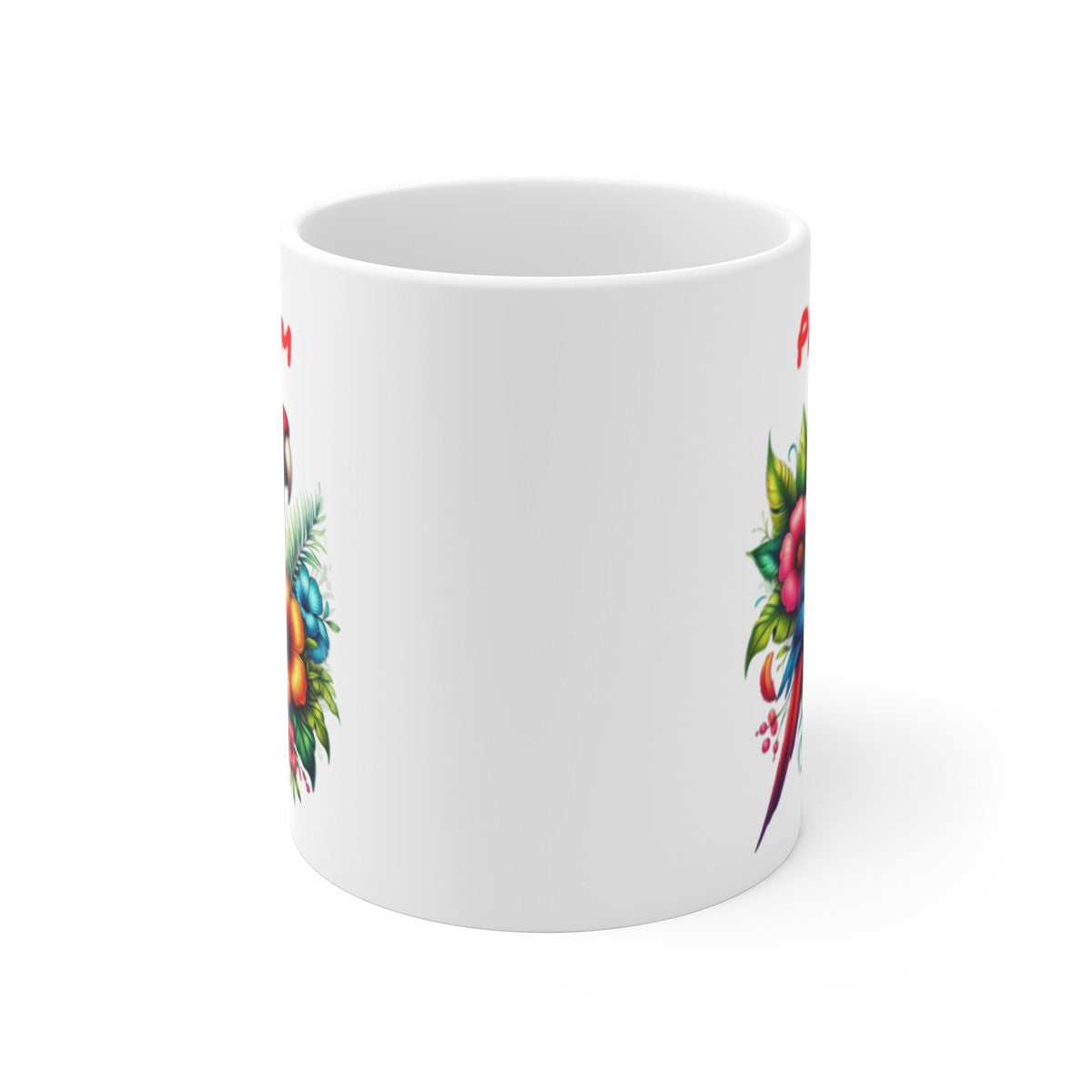 Mug Perroquet Tropical – “Prénom Personnalisé” – Oiseau Exotique & Fleurs Colorées
