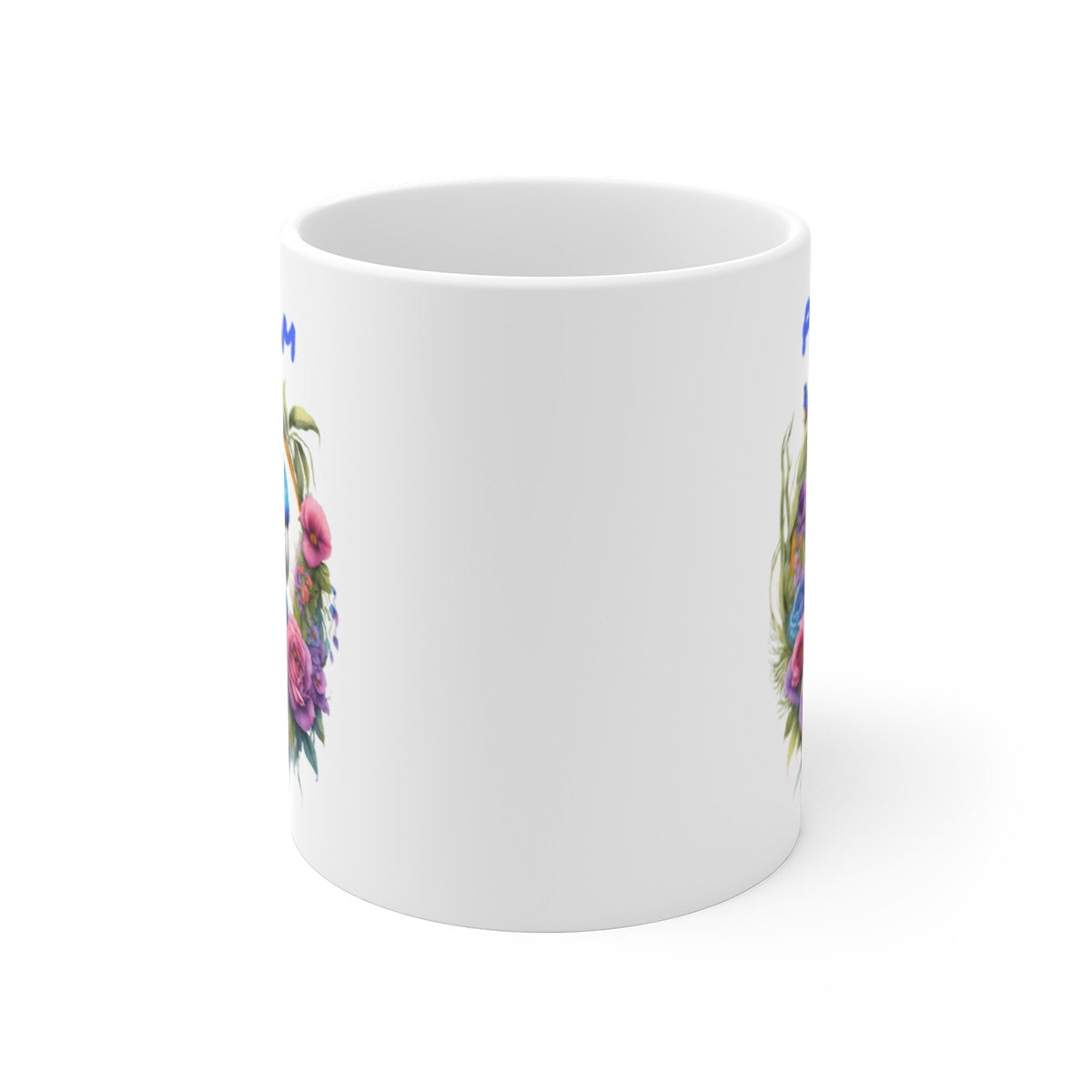 Mug Perroquet Tropical Personnalisé – Prénom au choix – Oiseau Exotique & Fleurs Bohèmes