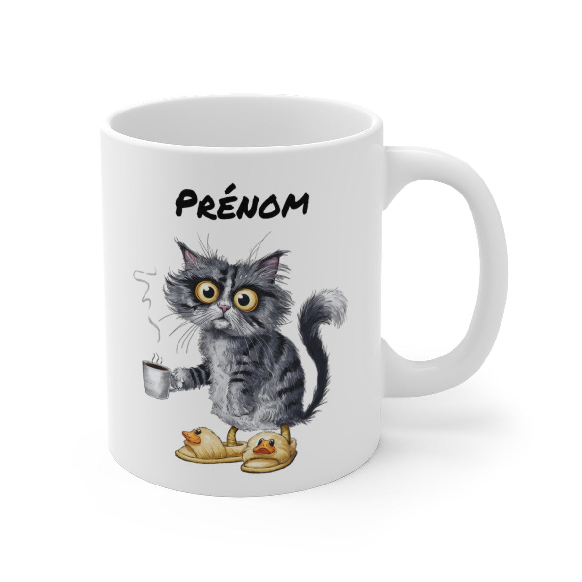 Mug Chat Fatigué Personnalisé – “Trop Tôt Pour Parler” – Design Humour Matin & Café