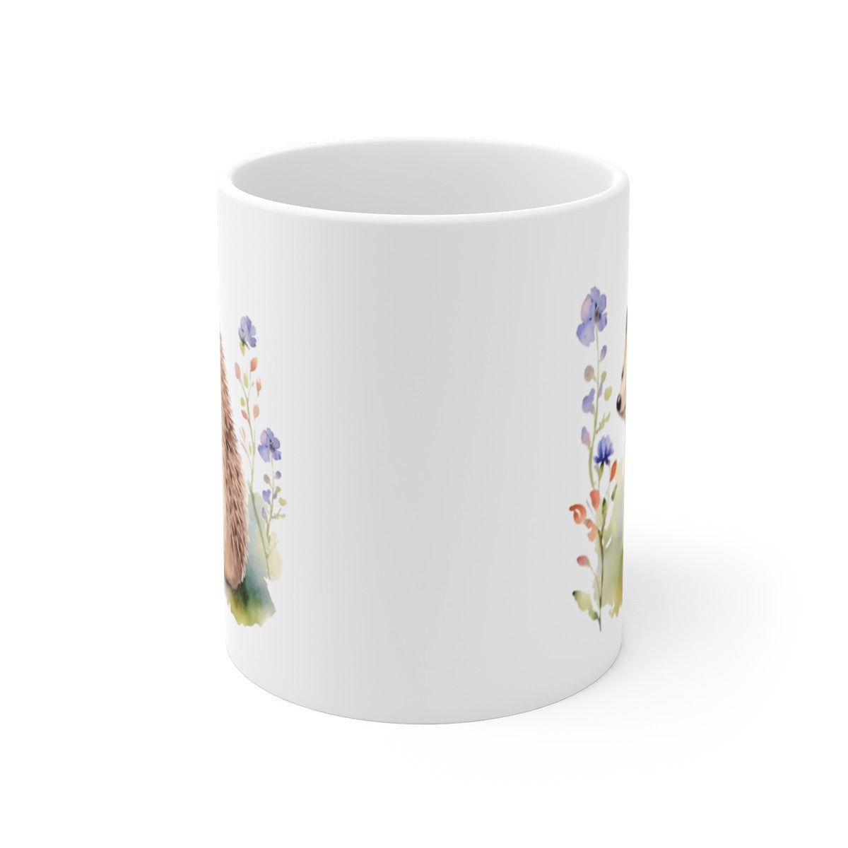 Mug Hérisson Aquarelle – Design Doux au Jardin Fleuri – Illustration Nature Poétique