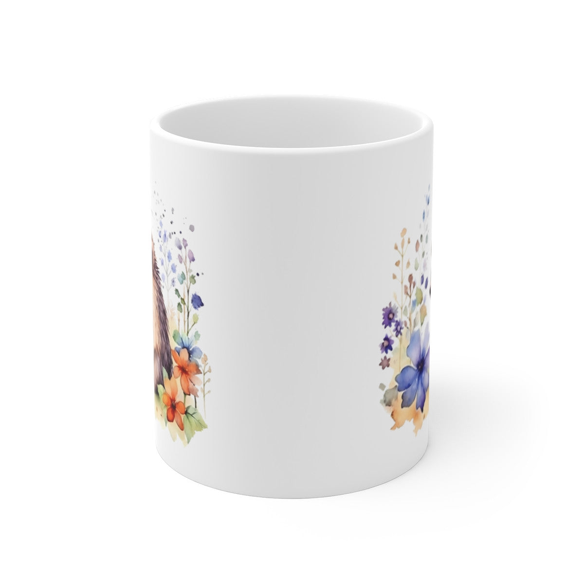 Mug Hérisson Fleuri – “Petit Hérisson et Fleurs Sauvages” – Illustration Douce, Nature et Forêt