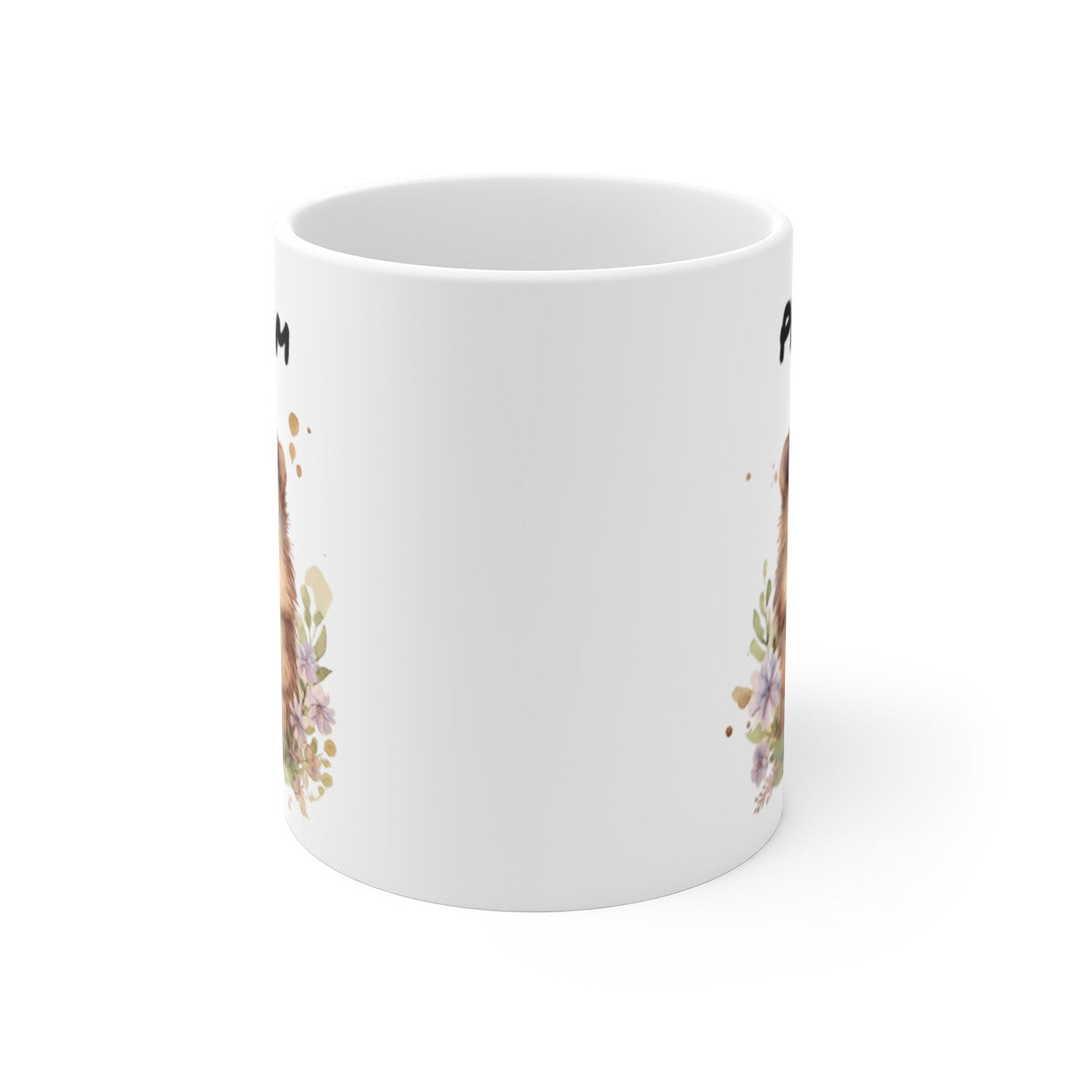 Mug Personnalisé Hérisson Mignon – Illustration Aquarelle Florale – Design Doux et Attendrissant