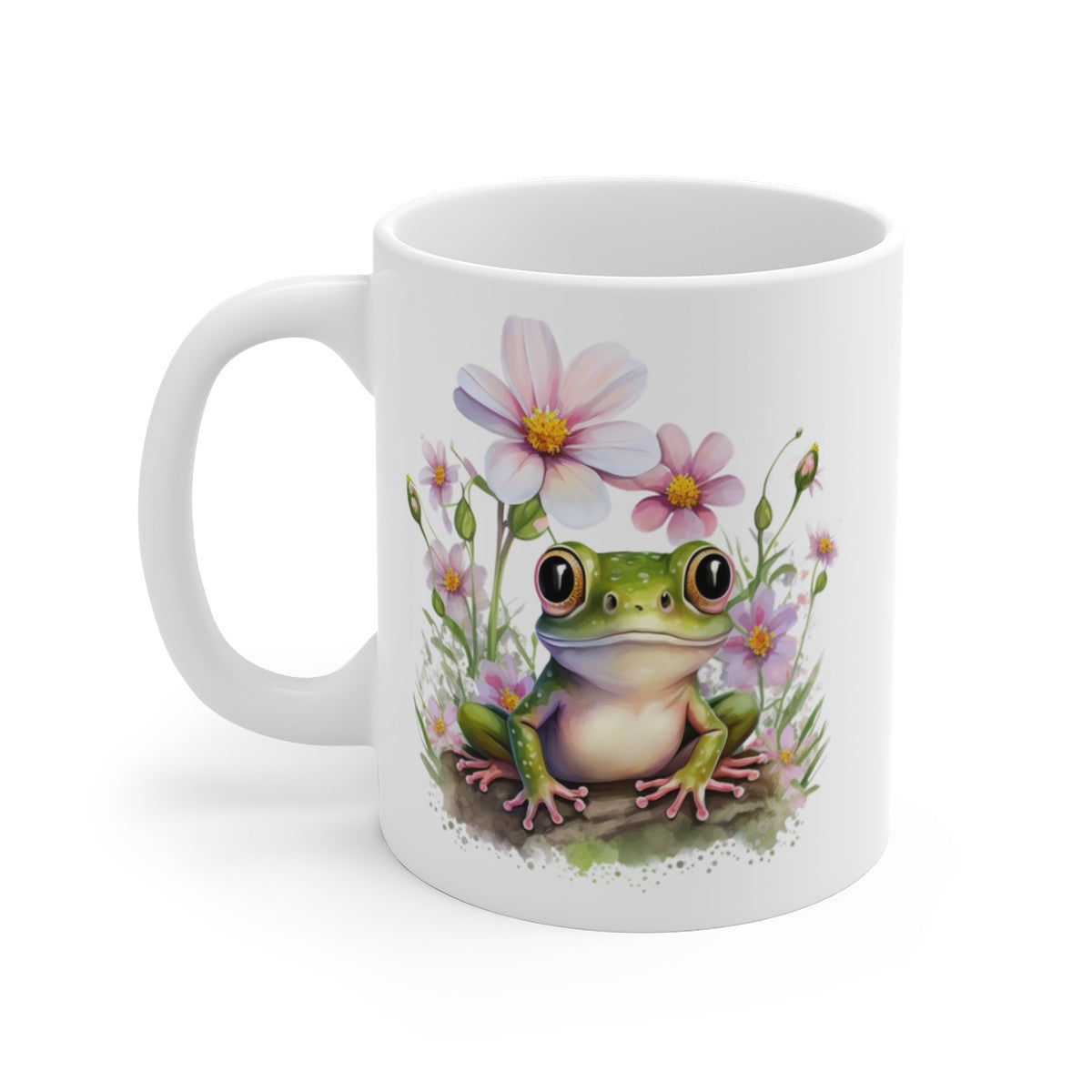 Mug Grenouille Fleurie – Illustration Aquarelle Poétique – Tasse Nature Douce et Déco Florale