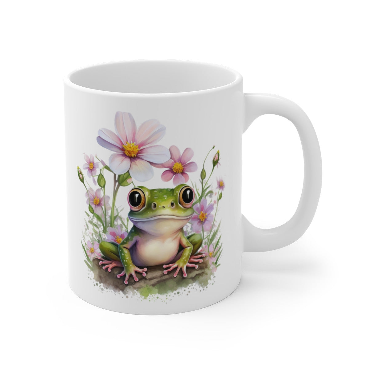 Mug Grenouille Fleurie – Illustration Aquarelle Poétique – Tasse Nature Douce et Déco Florale