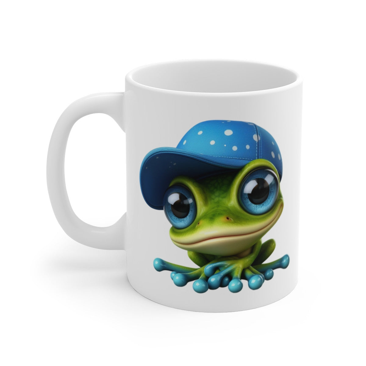 Mug Grenouille Casquette Bleue – Illustration Aquarelle Mignonne – Tasse Cool et Décontractée