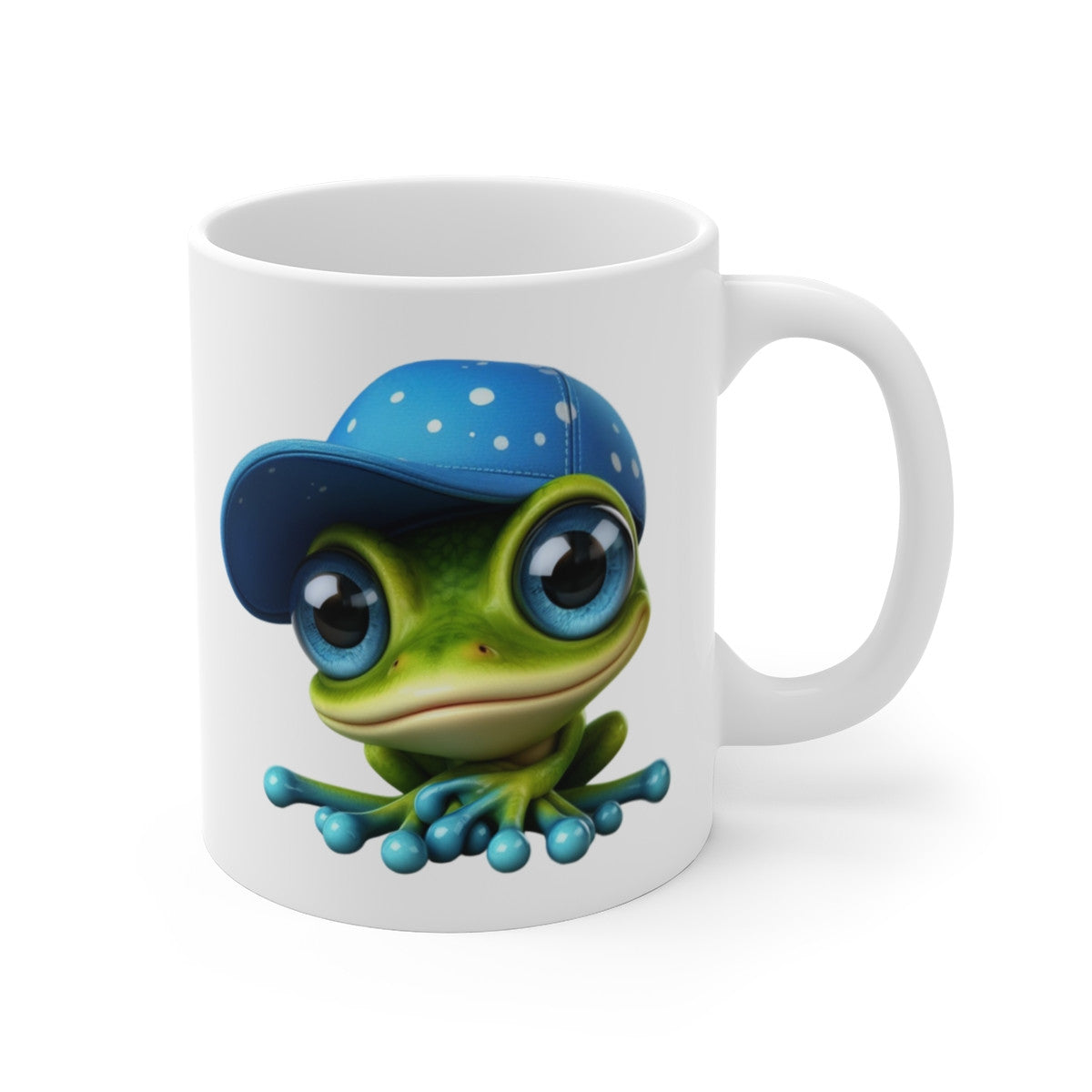 Mug Grenouille Casquette Bleue – Illustration Aquarelle Mignonne – Tasse Cool et Décontractée