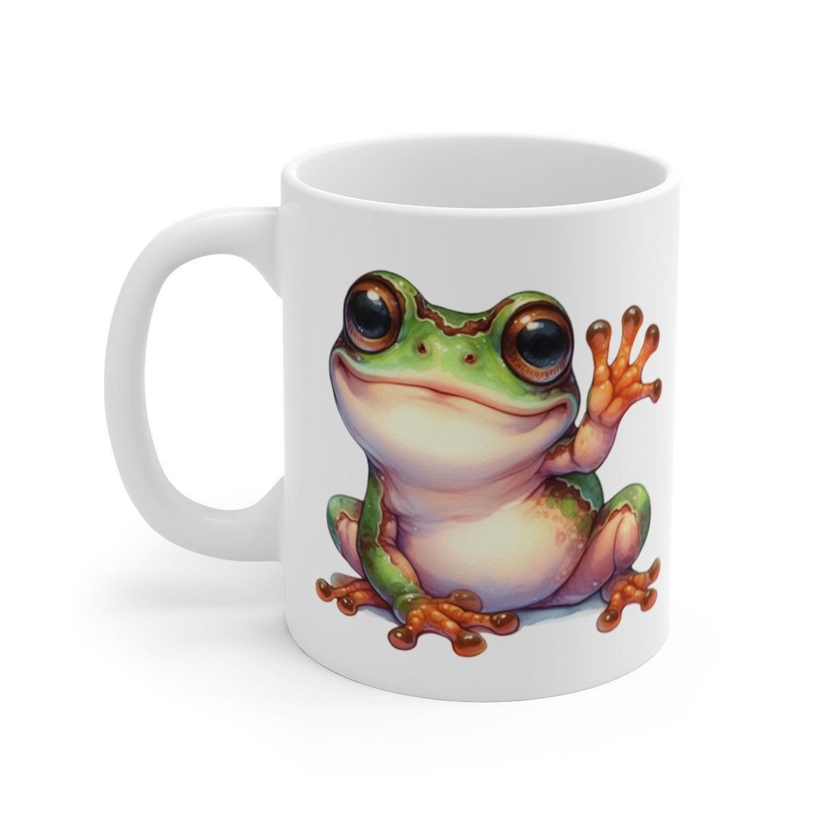 Tasse Grenouille Bonjour Sourire – Mug Aquarelle Amical Drôle Cadeau Positif 325ml