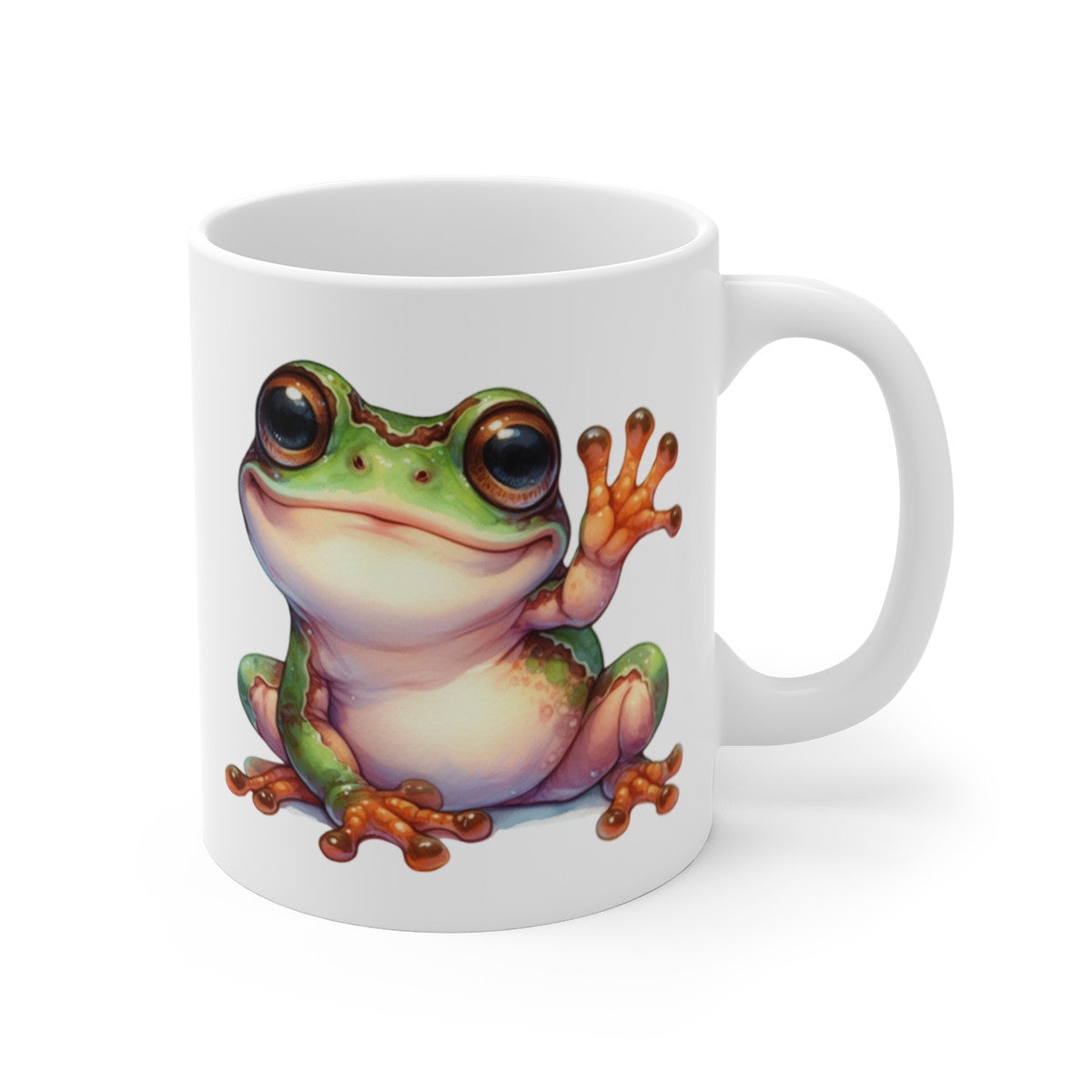 Tasse Grenouille Bonjour Sourire – Mug Aquarelle Amical Drôle Cadeau Positif 325ml