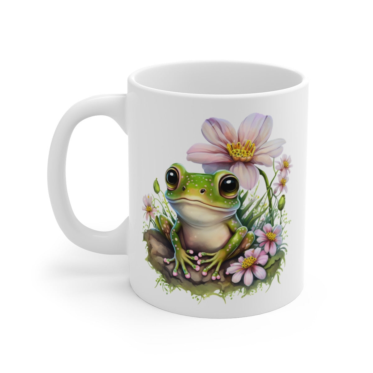 Tasse Grenouille Fleurie Aquarelle – Mug Nature Champêtre Mignon Cadeau Zen 325ml idée cadeau pour enfant et adulte