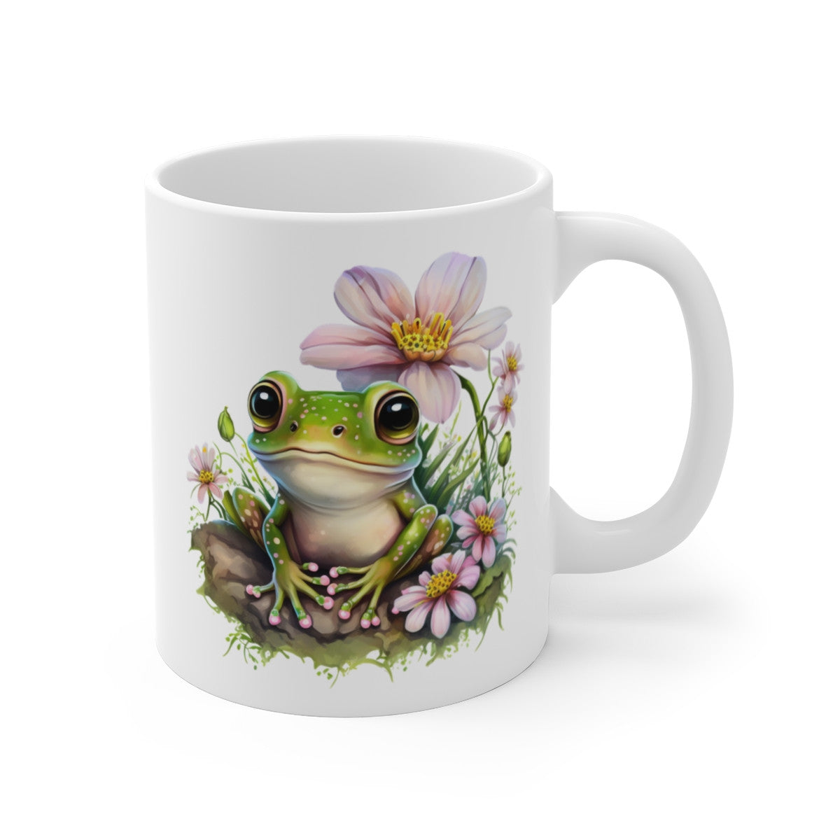 Tasse Grenouille Fleurie Aquarelle – Mug Nature Champêtre Mignon Cadeau Zen 325ml idée cadeau pour enfant et adulte