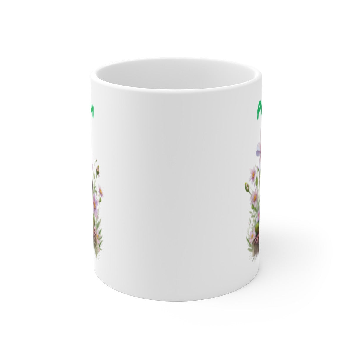 Tasse Personnalisable Grenouille Fleurs – Mug Prénom Aquarelle Cadeau Nature Mignon 325ml