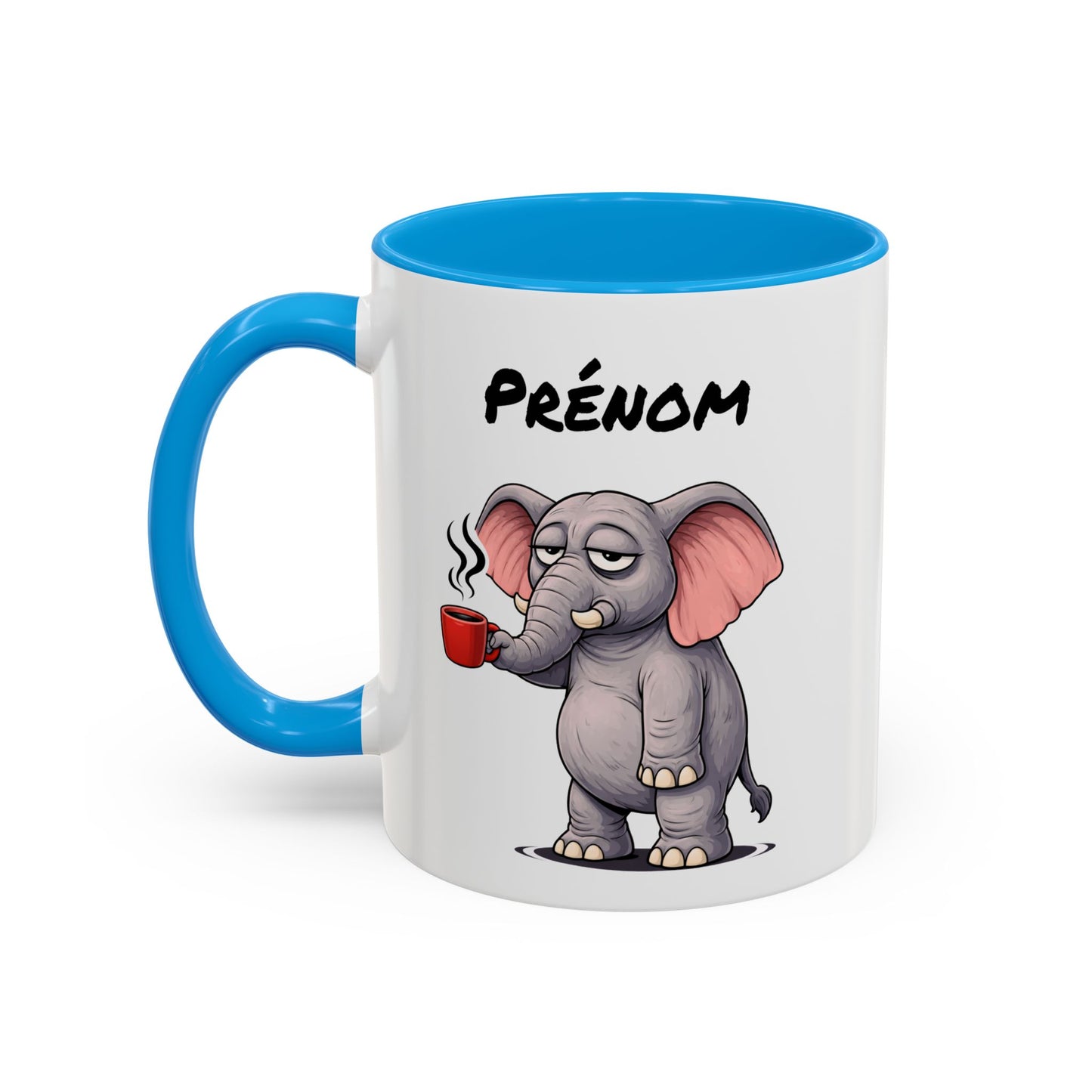 Tasse Éléphant avec Café – Mug Animal Mignon Humoristique – Illustration Éléphant Fatigue 325ml
