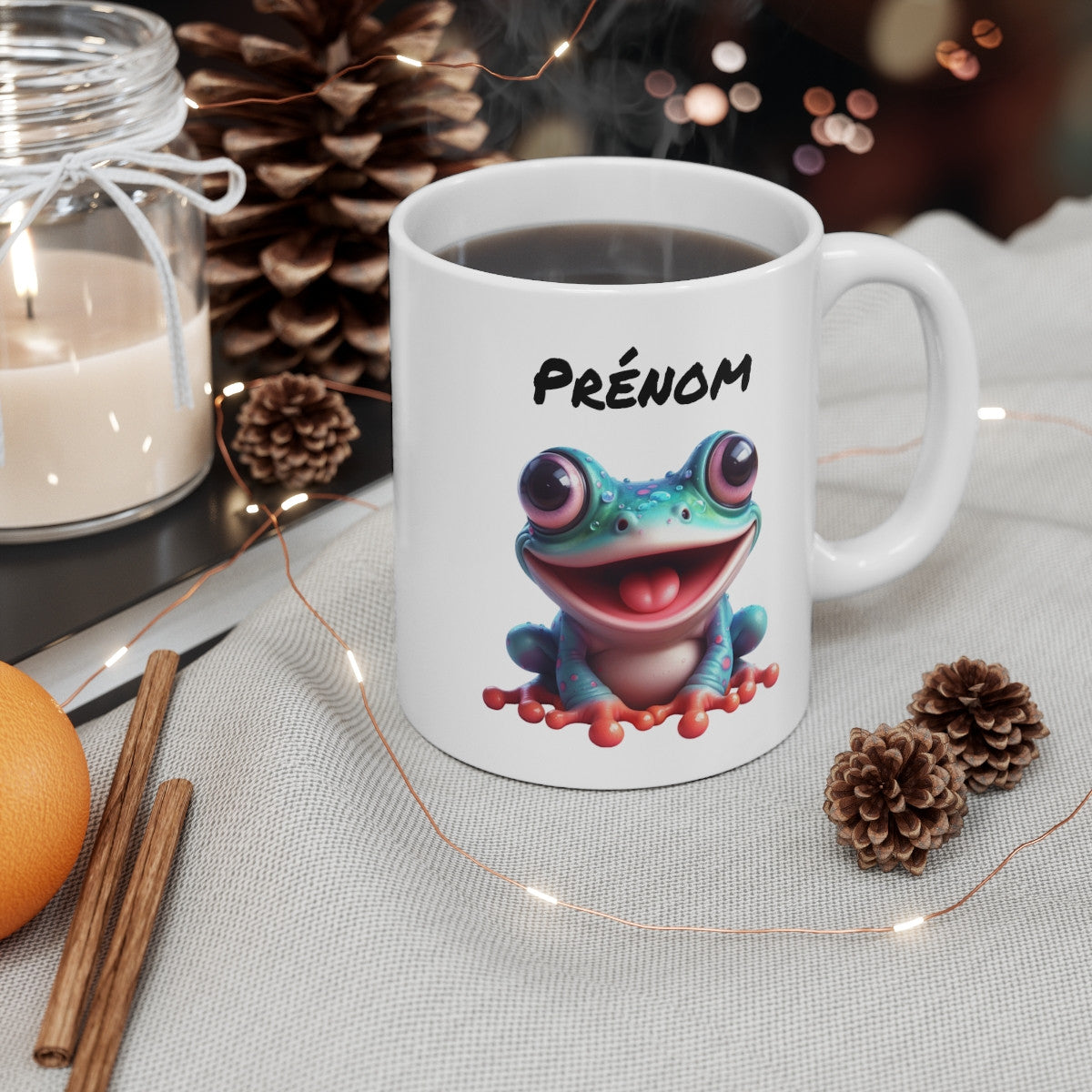 Tasse Personnalisable Grenouille Rigolote – Mug Prénom 3D Coloré Cadeau Original Mignon 325ml