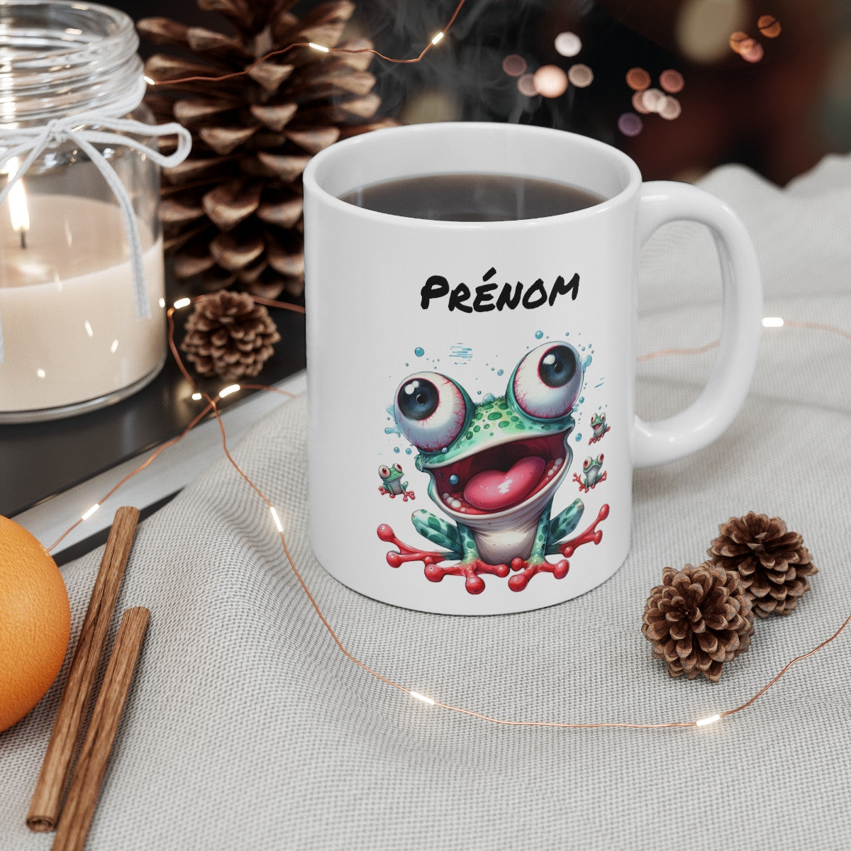 Tasse Personnalisable Grenouille Délire – Mug Prénom Cartoon Rigolo Humour Cadeau 325ml