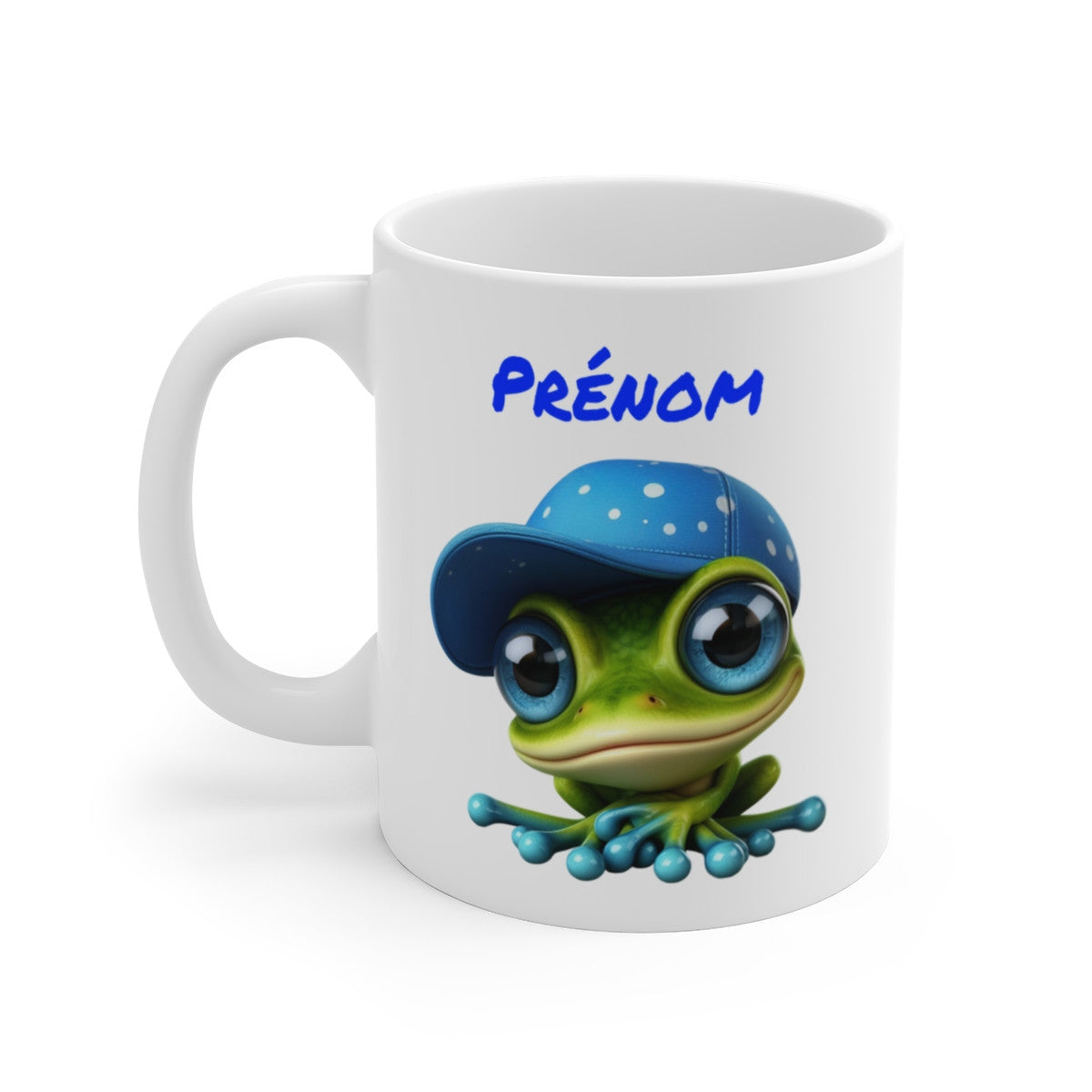 Tasse Personnalisable Grenouille Mignonne – Mug Prénom Casquette Bleue Enfant Cadeau 325ml