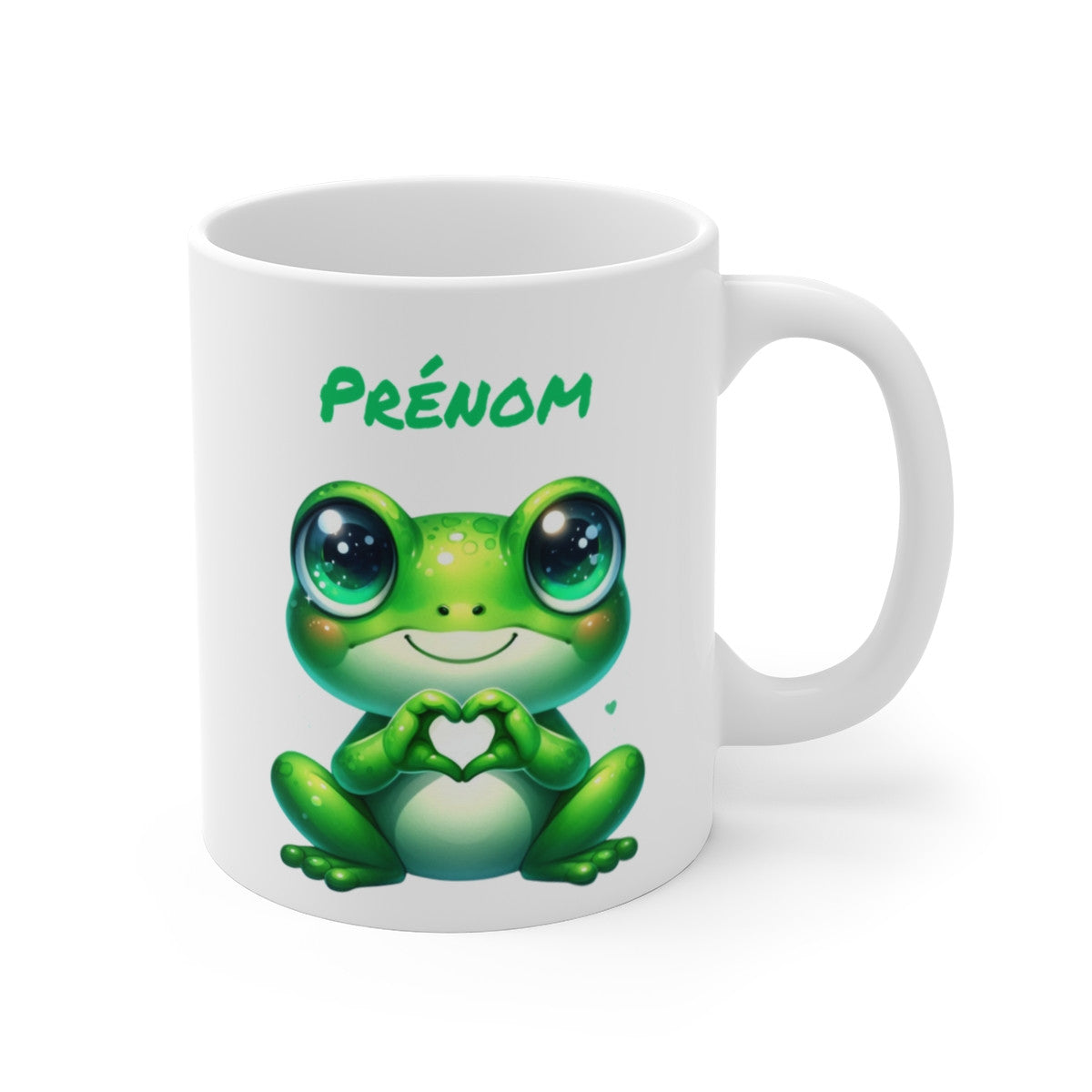 Tasse Personnalisable Grenouille Cœur – Mug Prénom Kawaii Aquarelle Cadeau Mignon Amour 325ml