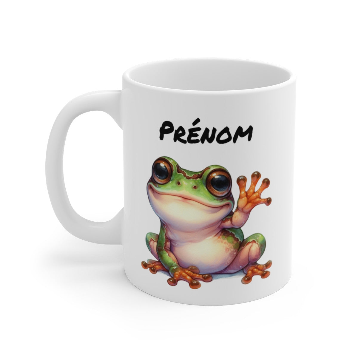 Tasse Personnalisable Grenouille Sourire – Mug Prénom Mignon Bonjour Cadeau Amical 325ml