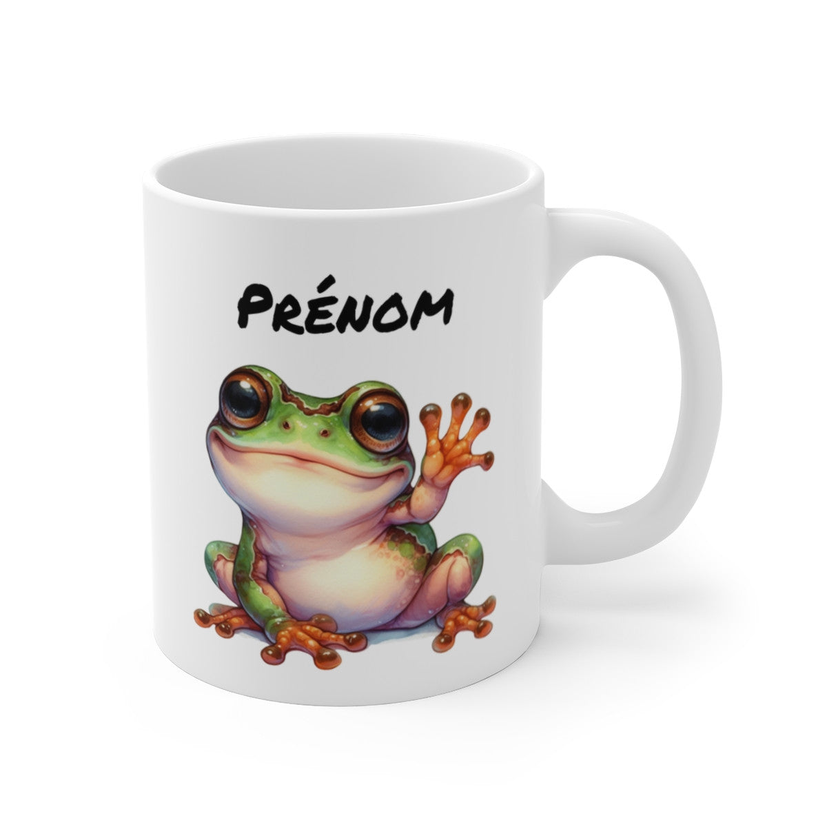 Tasse Personnalisable Grenouille Sourire – Mug Prénom Mignon Bonjour Cadeau Amical 325ml