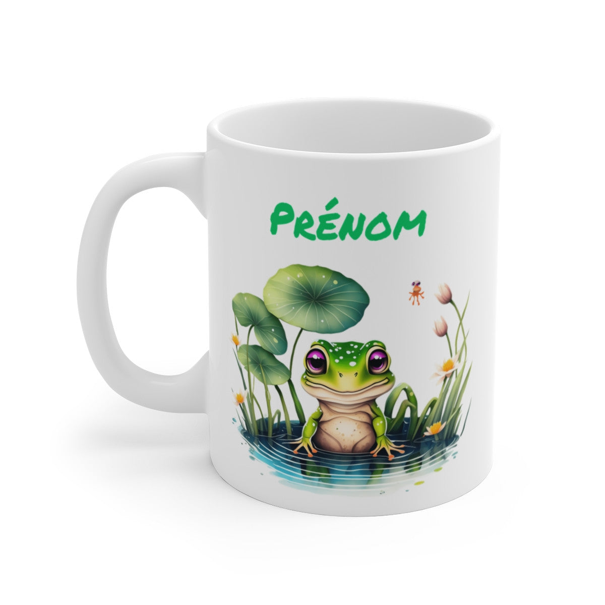 Tasse Personnalisable Grenouille Étang – Mug Prénom Aquarelle Nature Zen Cadeau Poétique 325ml
