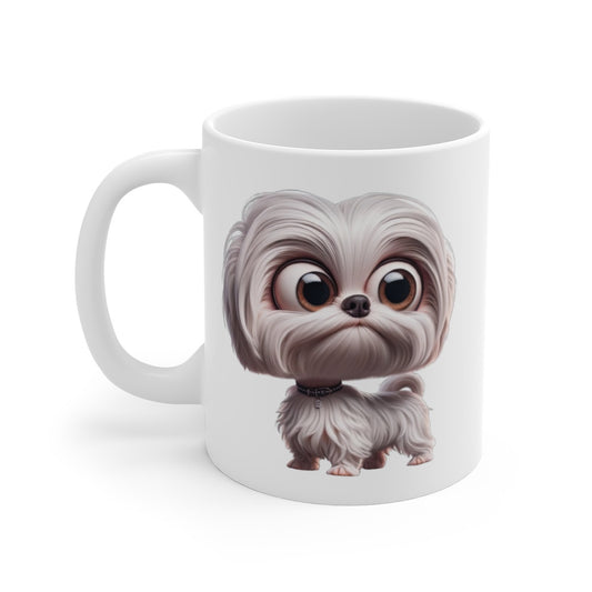 Mug Bichon Maltais Mignon – Illustration Cartoon Aquarelle – Tasse Chien Blanc Adorable