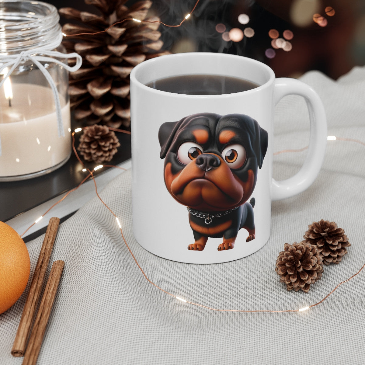 Tasse Chien Rottweiler Mignon – Mug Cartoon Rottweiler Rigolo Cadeau Fan de Dog 325ml