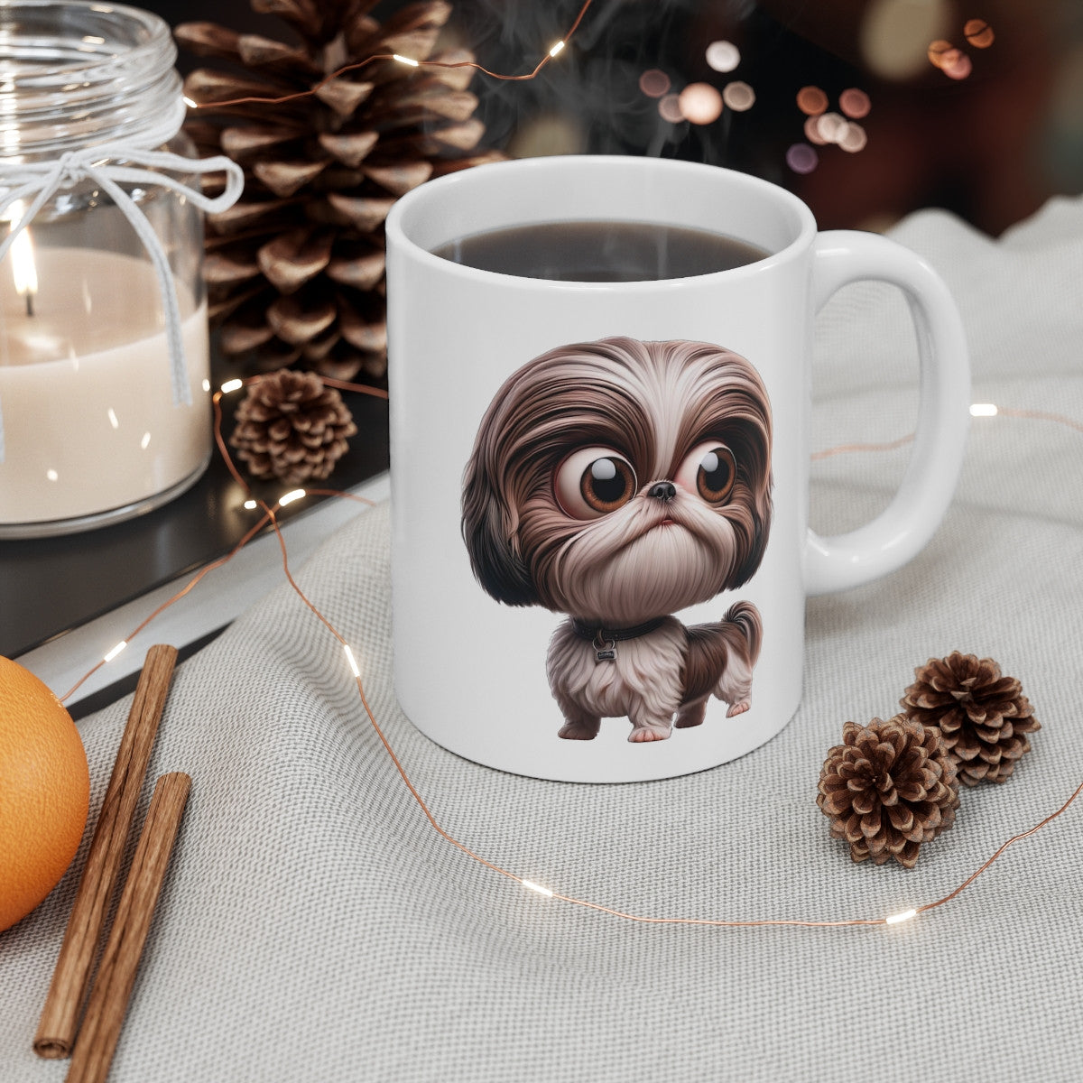 Tasse Chien Shih Tzu Mignon – Mug Cartoon Chiot Poil Long Cadeau Fan Animaux 325ml