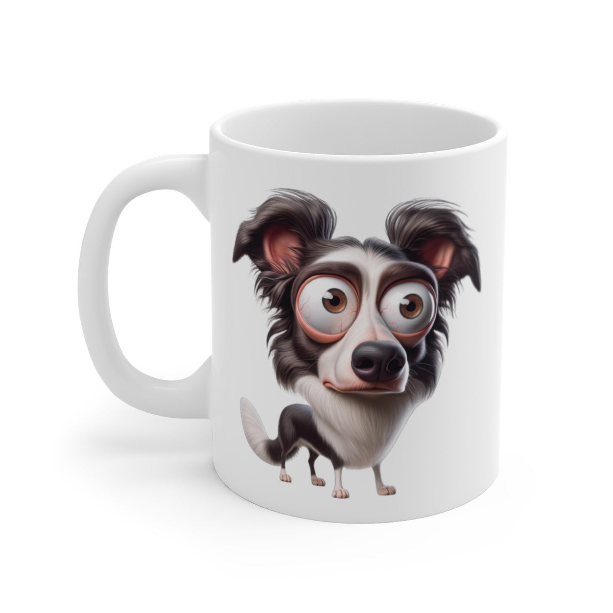 Tasse Chien Border Collie Mignon – Mug Cartoon Rigolo Noir et Blanc Chiot Intelligent 325ml
