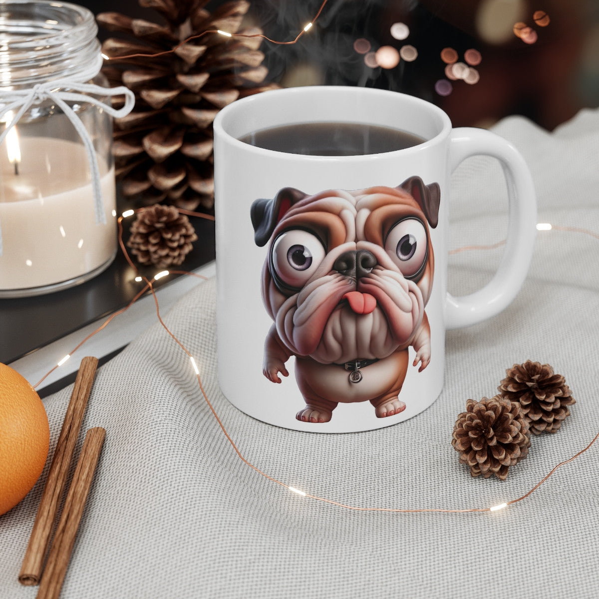 Tasse Chien Bouledogue Anglais Mignon – Mug Cartoon Chiot Rigolo Cadeau Fan de Dog 325ml