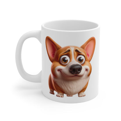 Mug Corgi Mignon – Illustration Cartoon Aquarelle – Tasse Petit Chien Souriant et Adorable
