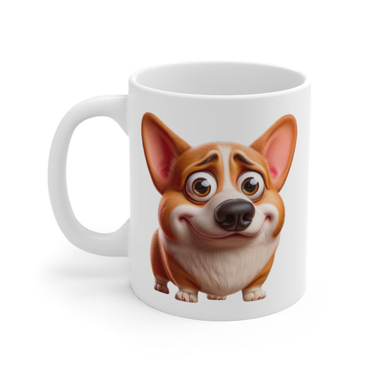 Mug Corgi Mignon – Illustration Cartoon Aquarelle – Tasse Petit Chien Souriant et Adorable