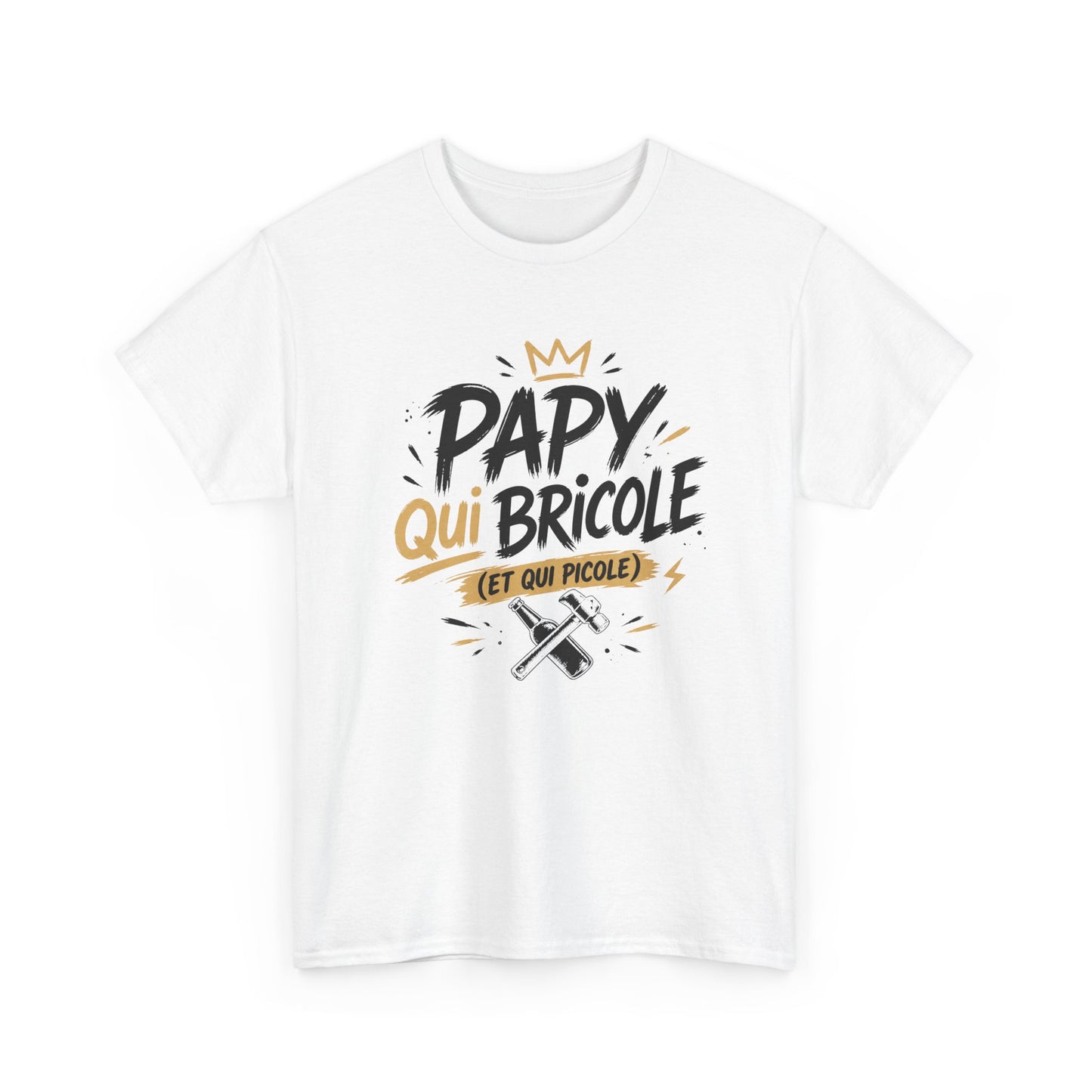 T-Shirt Papy Bricoleur Humour – Papy Qui Bricole Et Qui Picole – Cadeau Homme Bricolage Drôle