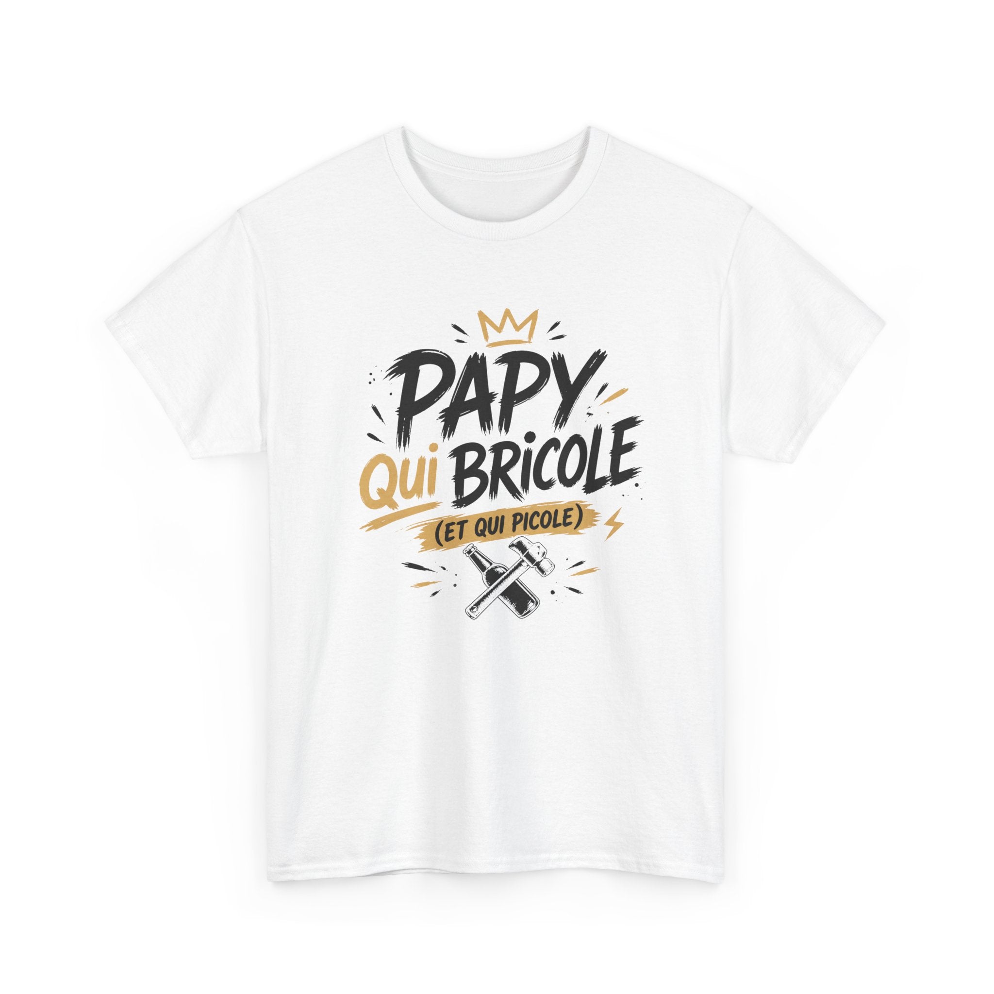T-Shirt Papy Bricoleur Humour – Papy Qui Bricole Et Qui Picole – Cadeau Homme Bricolage Drôle