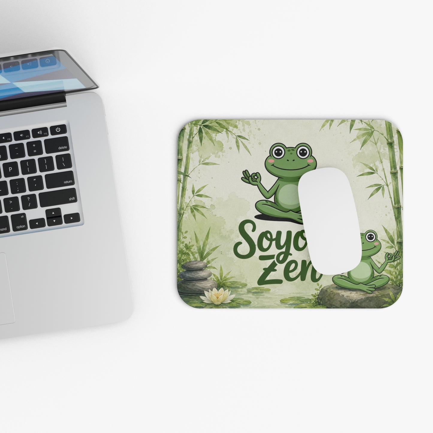 Tapis de Souris 22x18cm Soyons Zen Grenouille Méditation Cadeau Humour Homme Femme Relaxation Yoga Zen Bureau Gaming