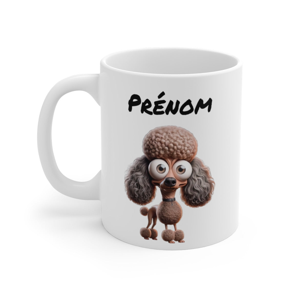 Tasse Caniche Personnalisée avec Prénom – Mug Chien Bouclé Mignon – Idée Cadeau Fan de Chiens