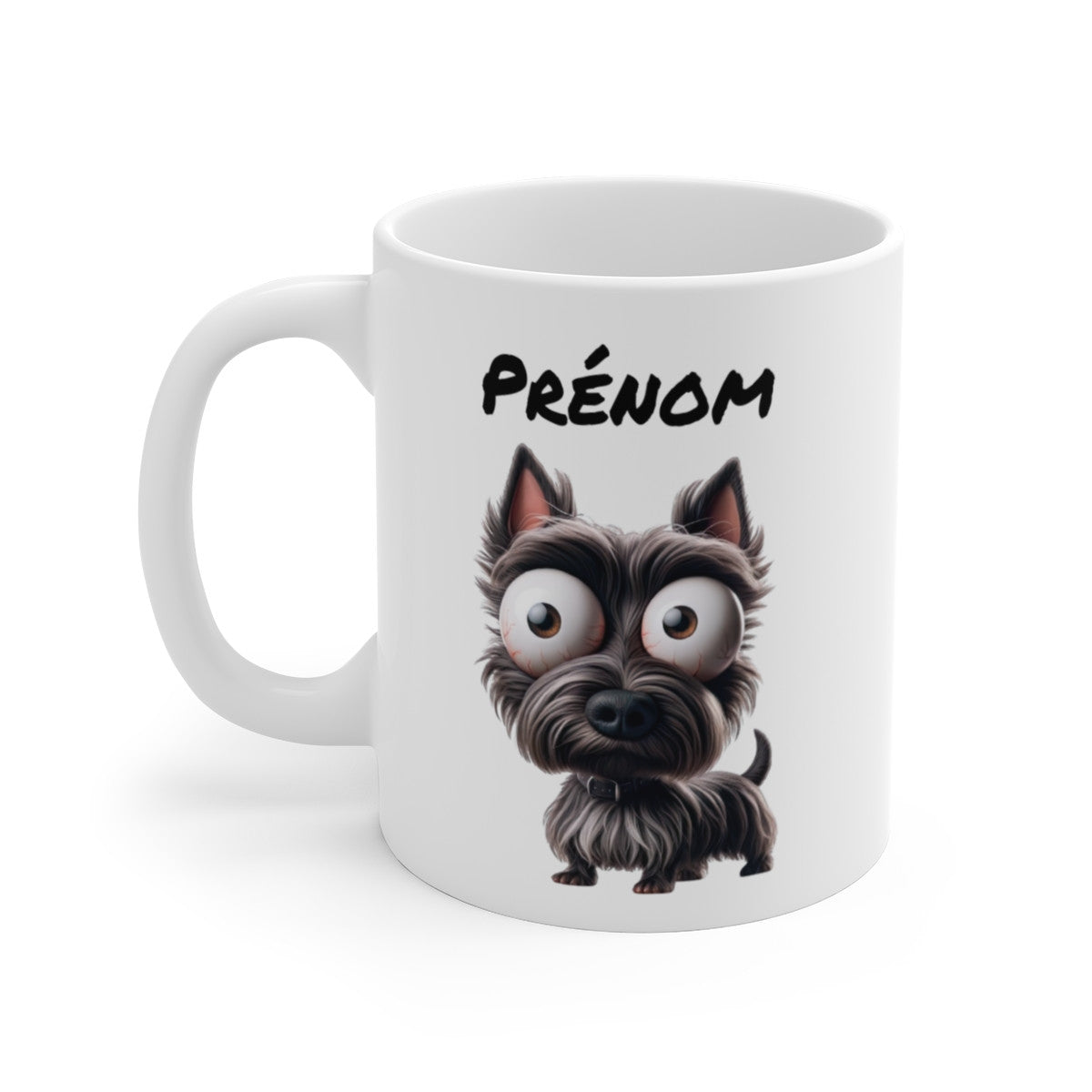 Tasse Scottish Terrier Personnalisée avec Prénom – Mug Chien Noir Cartoon – Idée Cadeau Amoureux de Scottie