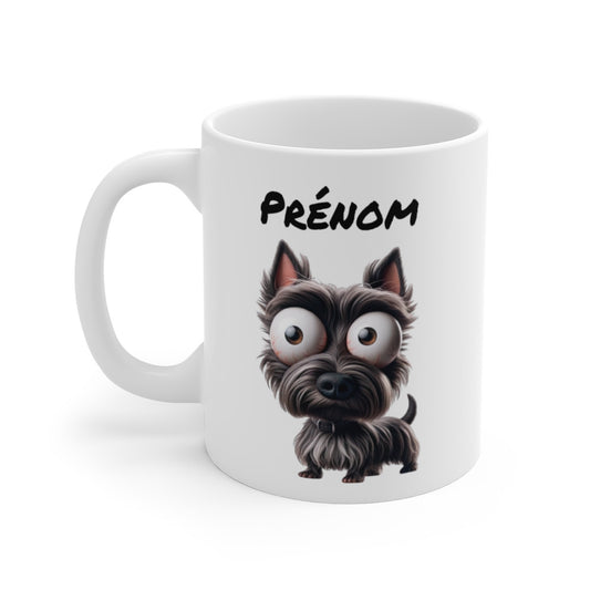 Tasse Scottish Terrier Personnalisée avec Prénom – Mug Chien Noir Cartoon – Idée Cadeau Amoureux de Scottie