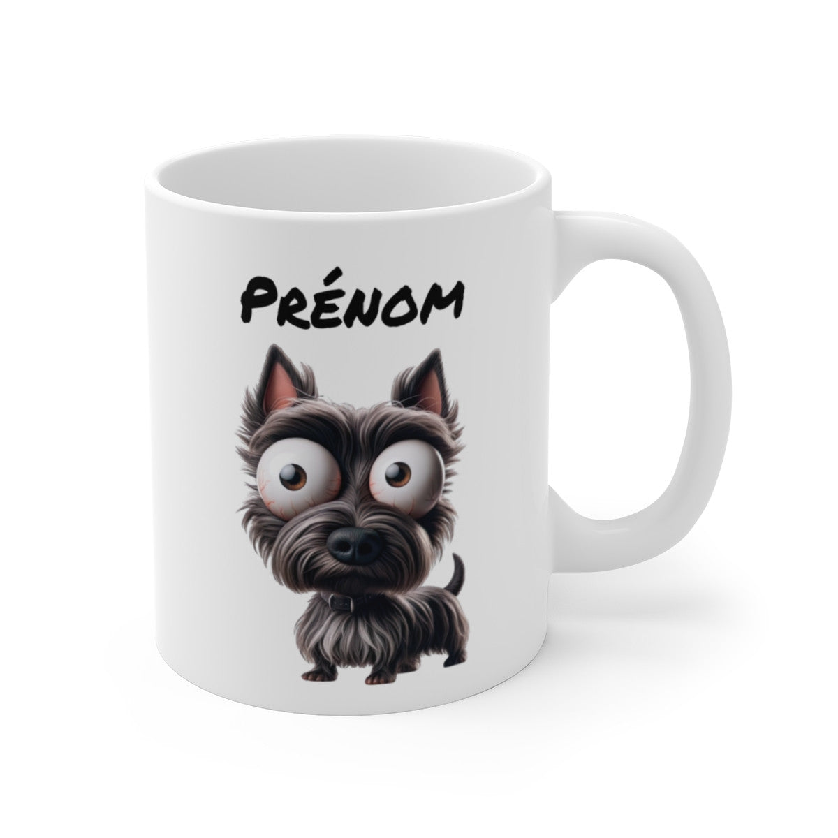 Tasse Scottish Terrier Personnalisée avec Prénom – Mug Chien Noir Cartoon – Idée Cadeau Amoureux de Scottie