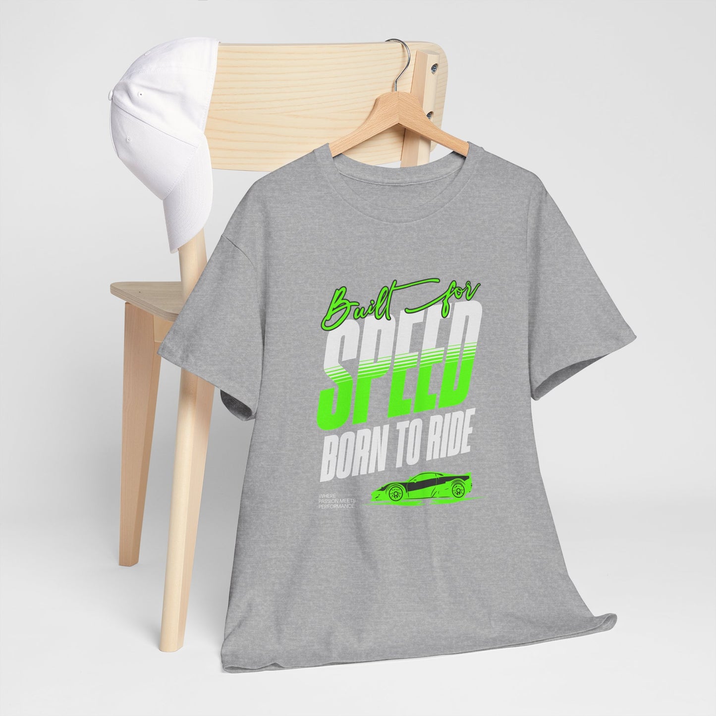 T-Shirt Voiture Racing Homme Femme – Tee Shirt Speed Born To Ride – Cadeau Passion Auto Noir Gris