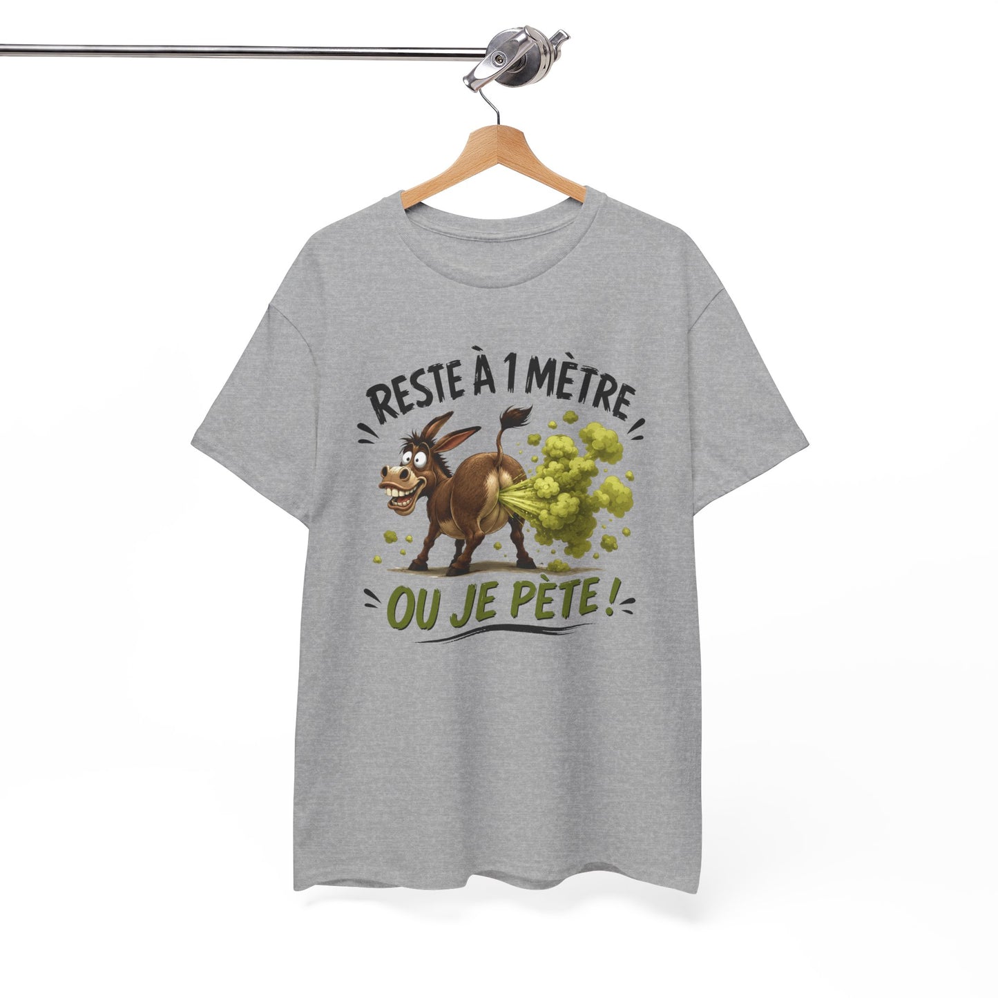 Tee-Shirt Humour Adulte Reste à 1 Mètre ou Je Pète – Âne Cartoon Drôle – Cadeau Homme Femme