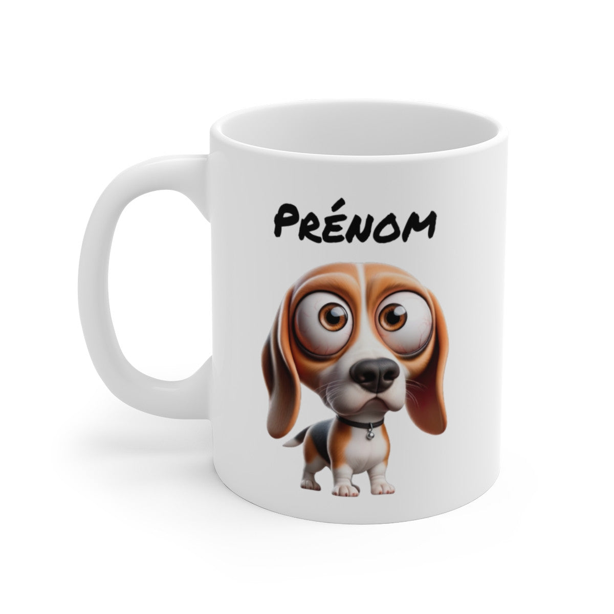 Tasse Beagle Personnalisée avec Prénom – Mug Chien Tricolore Mignon – Idée Cadeau Originale Amoureux des Chiens