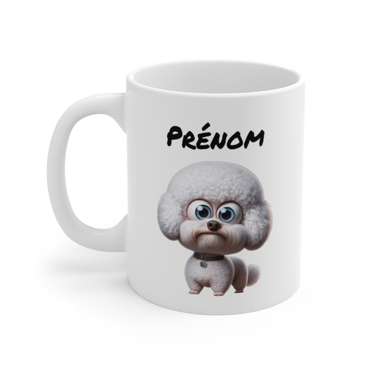 Tasse Caniche Blanc Personnalisée avec Prénom – Mug Chien Bouclé Mignon – Idée Cadeau Amoureux des Chiens