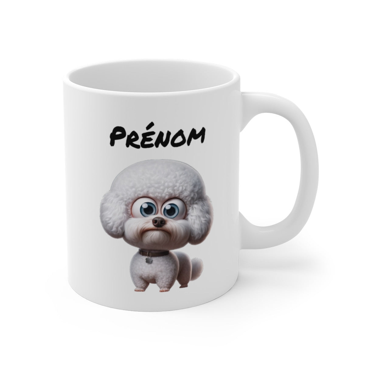 Tasse Caniche Blanc Personnalisée avec Prénom – Mug Chien Bouclé Mignon – Idée Cadeau Amoureux des Chiens