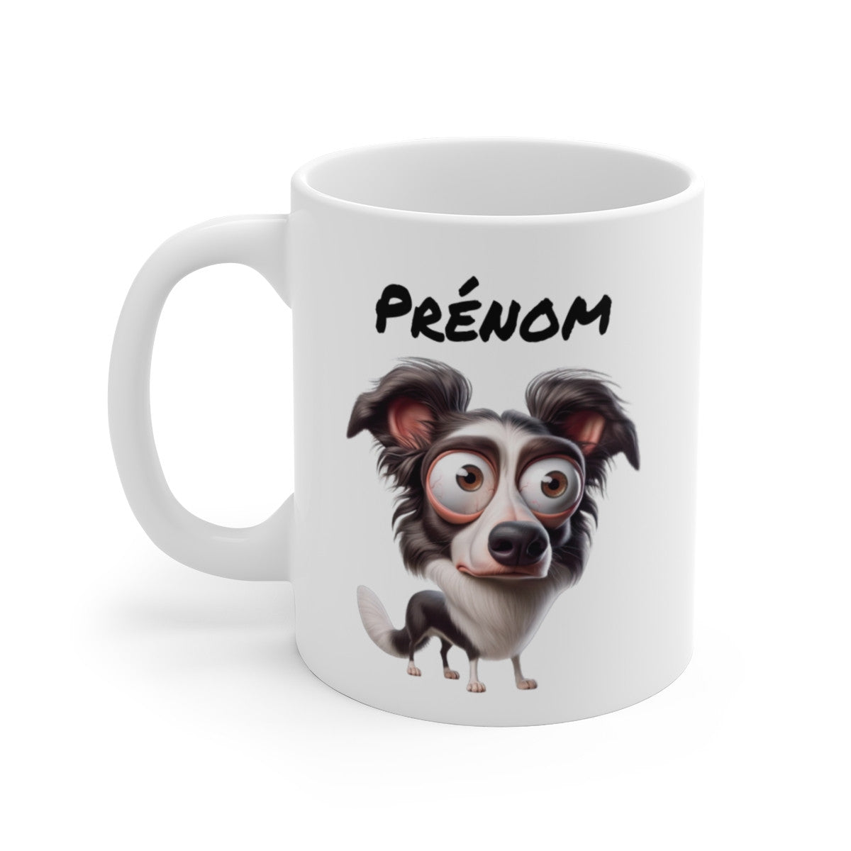 Tasse Border Collie Personnalisée avec Prénom – Mug Chien Noir et Blanc Mignon – Idée Cadeau Fan de Chiens de Berger
