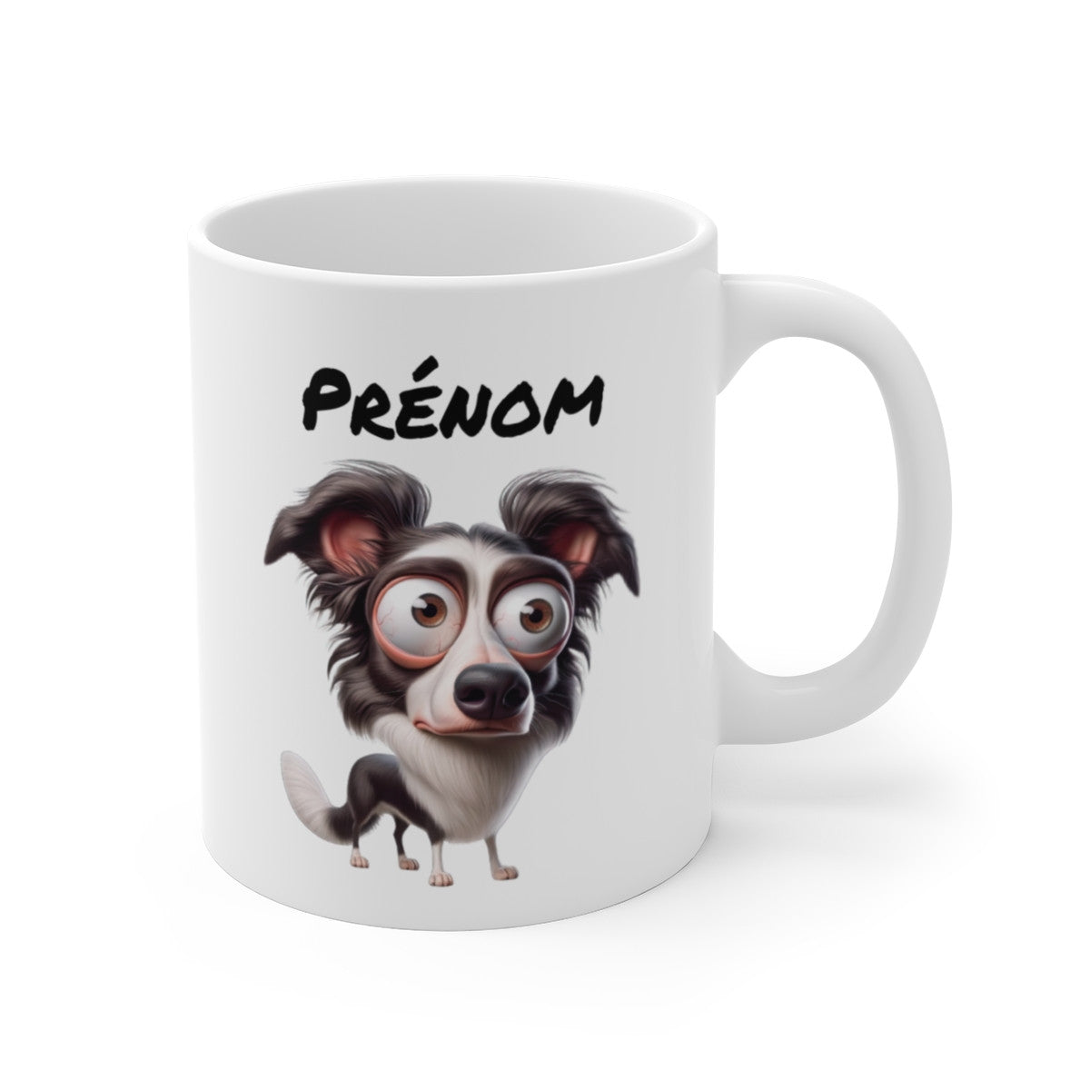 Tasse Border Collie Personnalisée avec Prénom – Mug Chien Noir et Blanc Mignon – Idée Cadeau Fan de Chiens de Berger