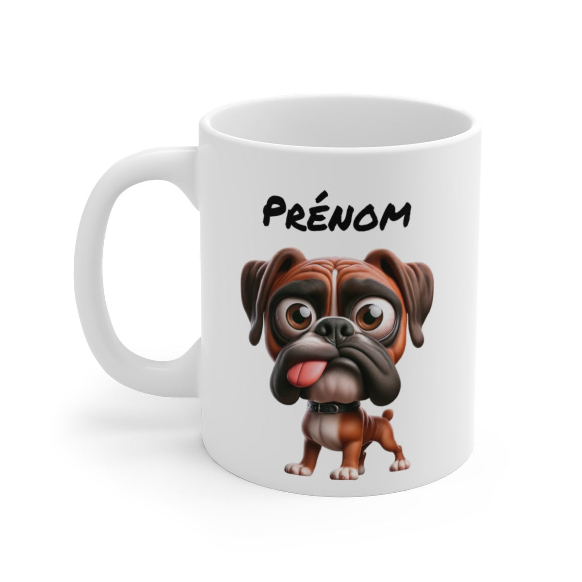 Tasse Boxer Personnalisée avec Prénom – Mug Chien Marron Mignon – Idée Cadeau pour Amoureux des Chiens