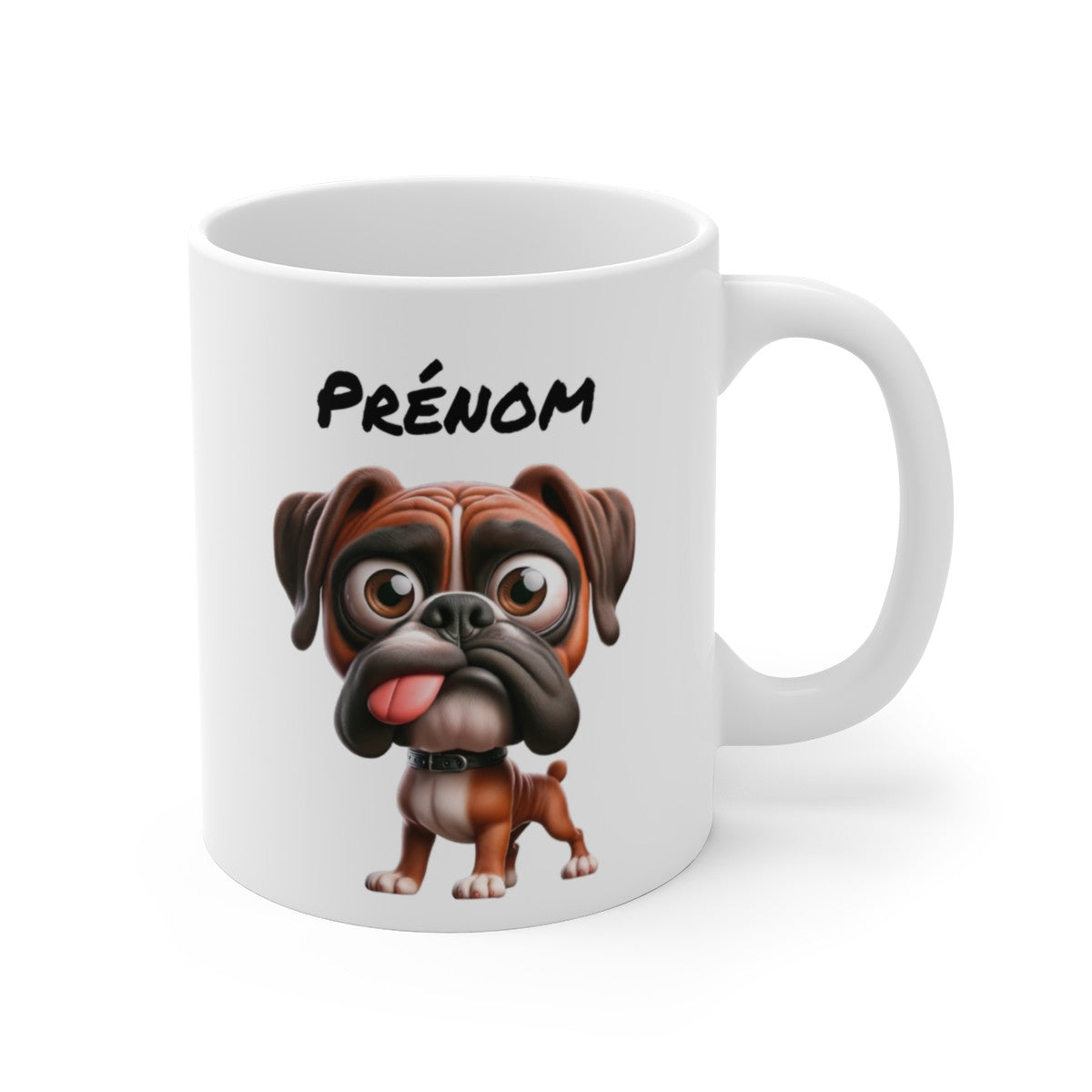 Tasse Boxer Personnalisée avec Prénom – Mug Chien Marron Mignon – Idée Cadeau pour Amoureux des Chiens