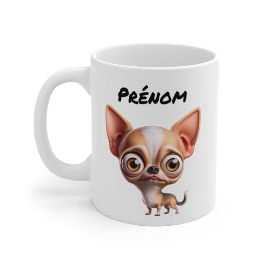 Mug Chihuahua Personnalisable – Tasse Chien Mignon avec Prénom – Cadeau Trop Mignon pour Fan de Chihuahua