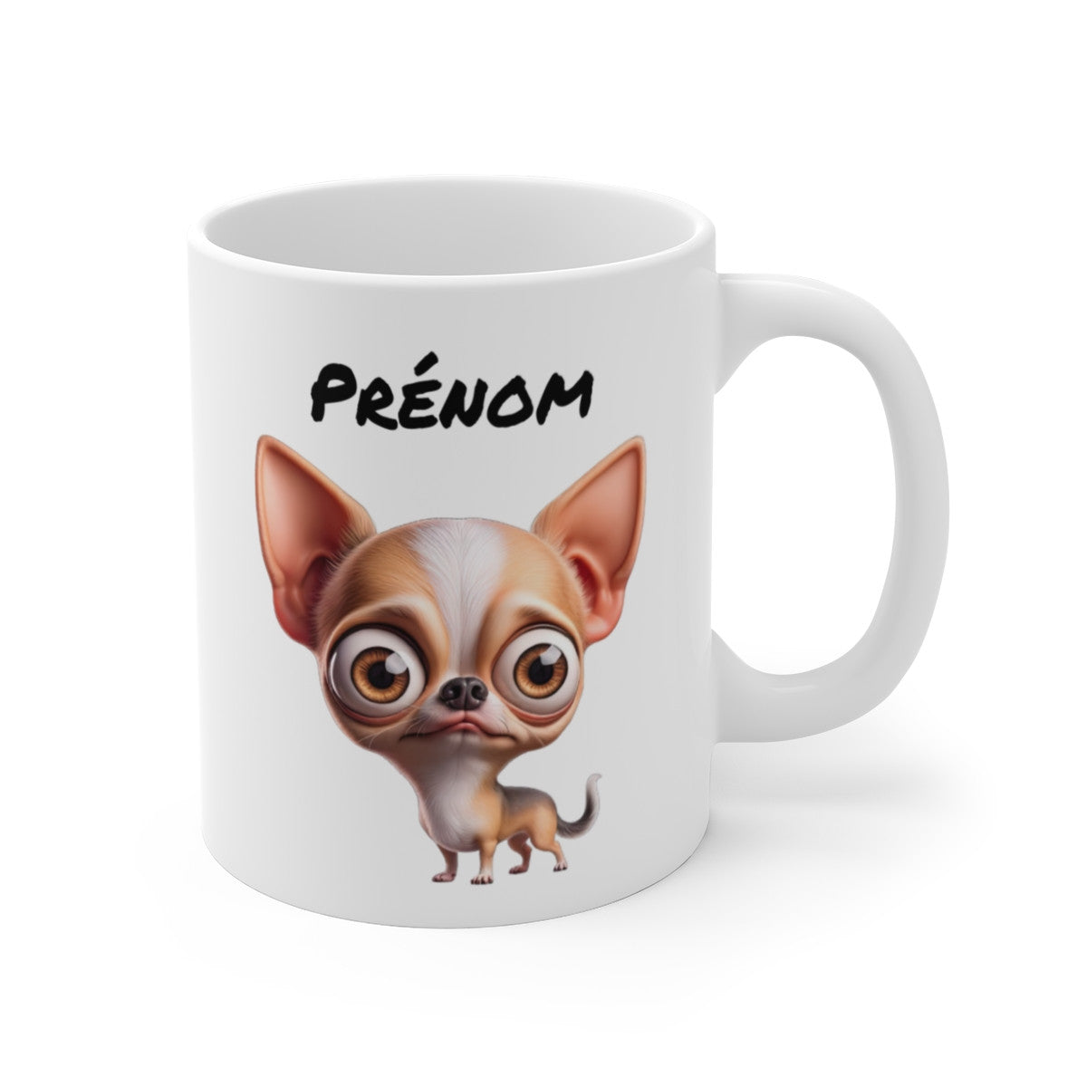Mug Chihuahua Personnalisable – Tasse Chien Mignon avec Prénom – Cadeau Trop Mignon pour Fan de Chihuahua
